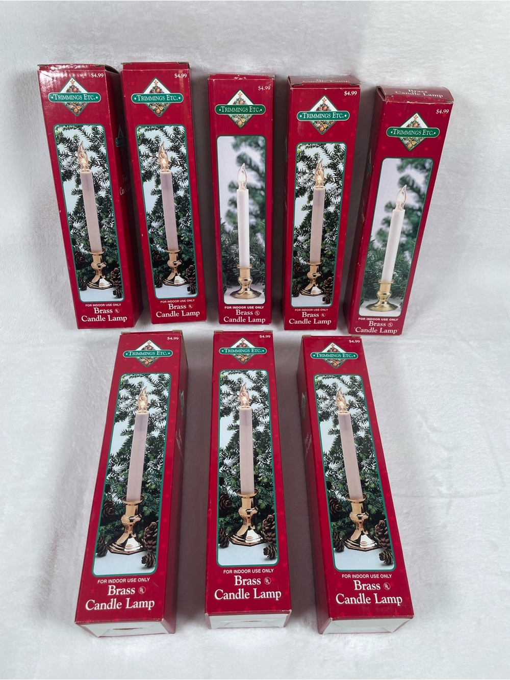 LOT OF 8 Trimmings Etc. Brass Candle Lamps - Takes 7 Watt Bulb (NOT Included)